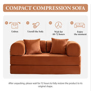COOLHUT Combination Sofa, Multifunctional Convertible Floor Sofa Bed, High-Density Sponge, Soft Corduroy Fabric, Silver Metal Legs, Beige or Pumpkin Brown