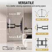 CondoMounts Full Motion Small Pillar TV Mount, No-Drill Strap-On for 32-70 Inch TVs, Holds 80 lbs, Fits 4-12 Inch Round & Square Posts, Silver, CLMTVA1144