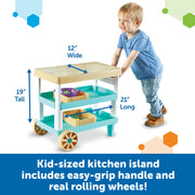Learning Resources New Sprouts Prep 'n' Store Kitchen Island Play Food Set, Multi-Colored, 11 Pieces, Ages 2+, LER9752