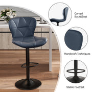 Hawsaiy Modern Adjustable Faux Leather Swivel Bar Stools with Back, Set of 2, Counter Height, Dark Blue