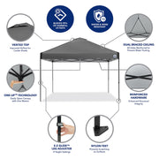 E-Z UP 12x12 Instant Canopy ONE-UP Vented Pop Up Tent, 144 Sq Ft Outdoor Shade Shelter, Gray with Roller Bag