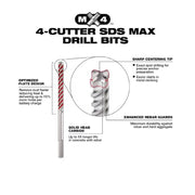 Milwaukee 48-20-3934 3/4 in. x 24 in. x 29 in. 4-Cutter SDS-MAX Carbide Drill Bit