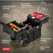 Keter Masterloader Rolling ToolBox with 18in Cantilever Organizer - Heavy Duty