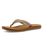 Reef Baja Elana Women's Sandals, Multi-Color Webbing Upper, Brushed EVA Footbed, Flexible TPR Outsole, Brown/Pink, CJ7336