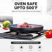 Granitestone 20 Pc Nonstick Cookware Set, Diamond Coated, Oven Safe to 500F, Dishwasher Safe, Black Speckle, 8103