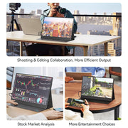 Mayceyee 15.6 Inch Portable Monitor, FHD 1080P IPS Display, USB-C and Mini-HDMI, Travel-Friendly with Kickstand, White, A156C2H