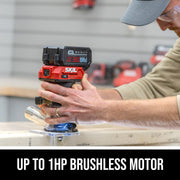 Skil 20V Brushless Compact Router Kit, 1 HP Motor, 4.0Ah Lithium-Ion Battery, Variable Speed, Quick Depth Adjustment, Edge Guide, LED Light, 3-Piece Bit Set, RT1430B-10