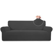 Easy-Going Sofa Slipcover, Large Size 60-81 in, Dark Gray, Soft Jacquard Fabric, Elastic Bottom, 1-Piece Couch Cover