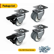 Holkie 2 Inch Swivel Plate Casters Set of 4, Heavy Duty TPR Twin Wheels, Total Capacity 880 lbs, Grey, PBSL2HHH