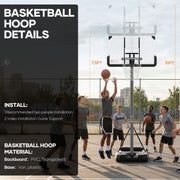 MaxKare 44In Portable Basketball Hoop, Adjustable Height 7.5 ft to 10 ft, Oversized Polycarbonate Backboard, Upgraded Large Base with Sandbag, Built-In Wheels