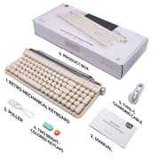 OUSEITECH ACTTO B705 Retro Typewriter Mechanical Keyboard, Cream White, Dual-Mode Bluetooth and Wired, Blue Switch, RGB Backlight, Knob and Stand