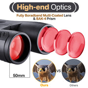 Uscamel C139703 12x50 ED Binoculars, Roof Prism, BAK4, Fully Multi-Coated Optics, Waterproof, Black