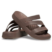 Crocs Getaway Strappy Women's Sandals, Lightweight 1.3in Platform, Truffle, Size 9, 209587-0LF-W9