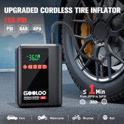 Gooloo A2 8-in-1 Car Jump Starter with 2500A Peak Current, 150 PSI Cordless Air Compressor, Multi-Mode LED Flashlight, Power Bank, Lithium 12V
