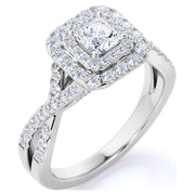 JeenMata 1 Carat Princess Cut Engagement Ring, Silver