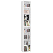 Homfa HPB-046 8-Tier Media Tower CD DVD Storage Unit with 4 Adjustable Shelves - White