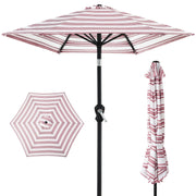 Best Choice Products 10ft Outdoor Steel Market Patio Umbrella, Striped Burgundy, 6-Rib Frame, Crank Lift, Push-Button Tilt, SKY7930