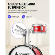 Donner 5-Piece 14 Inch Mini Drum Sets for Kids, REd