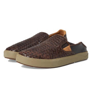 OluKai Men's Lae'ahi Lauhala Woven Leather Slip-On Shoes, Dark Wood, Size 12, 10486-6363