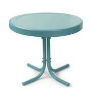 Crosley Furniture Griffith Retro Metal Outdoor Side Table, Weather Resistant, Turquoise, 22 in