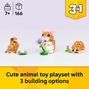 LEGO Creator 3 in 1 Cute Hamster with a Flower Building Toy for Kids Ages 7+, 166 Pieces, Multicolor, 6581017