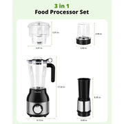 Preakly PR-006T Countertop Blender Food Processor Combo, 4 in 1 Kitchen Electric Blender/Grinder/Chopper
