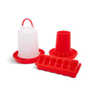 The Culinary Coop Chick Starter Kit, 8in Plastic Ground Feeder, 1.5lb Feeder, 1.5L Waterer, 10in Brooder Light with 250W Red Heat Bulb