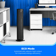 Midea MSHC30TD5BBV Ceramic Tower Space Heater, 30-Inch, Electric, Black, Remote Control, Digital Touch, 3 Heat Settings, Eco Mode, Adjustable Thermostat, 24-Hour Timer, 70 Oscillation