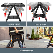 WORX Pegasus Folding Work Table and Sawhorse, Dual Function, Lightweight, Portable, Quick Clamps, Linkable, Black, WX064