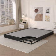 Awesofurni Queen Box Spring Mattress Foundation, Heavy-Duty Steel Frame, Low-Profile, Noise-Free, Foldable with Removable Fabric Cover, Black, 5-Inch BS05-Q