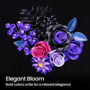 Iatom Flower Bouquet Building Set for Adults, Artificial Purple Flowers with Roses and Leaves, 736 Pieces
