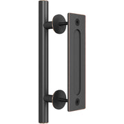 Miseno Barn Door Handle Pull Set, 7 Inch Center to Center, Oil Rubbed Bronze, Alloy Steel, Modern Rectangular Design, MBD5830