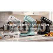 Vaparinckl Electric Stand Mixer, 6.5QT Tilt-Head, 12-Speed Multifunctional Kitchen Mixer with Dough Hook, Flat Beater, Whisk, White, SM-B03B
