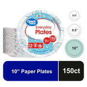 Great Value Disposable Paper Plates, 10