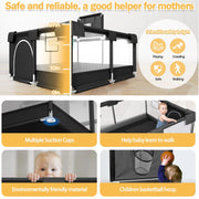 Babyeap TYD004 Baby Playpen, Play Yard, Toddlers Playards, 50x50 Infant Travel Fence with Basket, Black