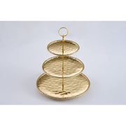 Pampa Bay Monaco 3 Tier Stand, High-Fired Porcelain, Glossy Gold-Tone Titanium Finish, Dishwasher Safe