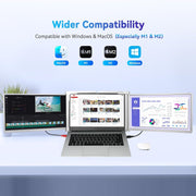 Cihysul 12in Full HD IPS Portable Monitor Laptop Screen Extender with Built-in Stand and 2-in-1 Cable, Silver