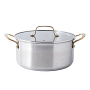 Martha Stewart Midvale 10-Piece Stainless Steel Cookware Set with Gold Handles, Induction Compatible, Oven Safe