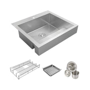 Elkay Dart Canyon Farmhouse Kitchen Sink, Single Bowl, 29-7/8 in Length, 27-1/4 in Width, 9 in Depth, Polished Satin Stainless Steel, ADA Workstation, ELDSSF30279DBG