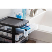 Li Zhe Fine Goods Store 2 Pack 3 Drawer Desktop Organizer, Black Plastic Stackable Storage Box for Office Supplies, Stationery, Makeup, Crafts