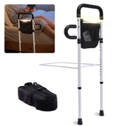 ALLJOY Adjustable Bed Assist Rails for Elderly Adults, Sturdy Iron Frame with Dual Support Bars, Ergonomic Curved Handle, 3D Adjustable, Full Size Bed