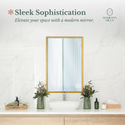 Hamilton Hills Black Framed Wall Mirror, 30 x 40 Inch, Large Modern Rectangular Floating Glass Panel, Solid Wood Backing, Versatile Horizontal or Vertical Mounting