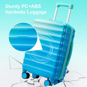 Zimtown Luggage Hardshell Sets 3 Piece Gradient Color Suitcase with TSA Lock & Spinner Wheels Blue+Green