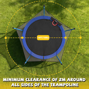 Mersco 14ft Backyard Trampoline with Galvanized Steel Frame, Enclosure Net, Basketball Hoop, Blue