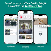 Arlo Essential Battery Operated Outdoor Security Camera, Wireless, 2K Resolution, Color Night Vision, Motion Detection, Integrated Spotlight and Siren, Dual-Band Wi-Fi, 3 Pack, White, VMC3080