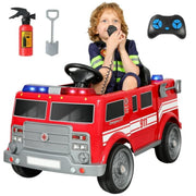 Neche WJL014-Red Ride on Fire Truck, 12V Battery Powered Ride-On Toy Vehicle with Remote Control, Red