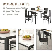 uhomepro Dining-Room-Sets27 Dining Table Set with 4 Chairs, 5 Piece Kitchen Table Sets with Espresso PU Leather Chairs for 4, He