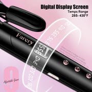 Farery 1.5 Inch Ceramic Hair Curling Iron, Oil-Infused Long Barrel, 9 Heat Settings, Black