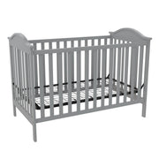 Baby Relax Adele 3-in-1 Convertible Crib, Light Gray, Solid Pine Wood, Adjustable Mattress Heights, Contemporary Design