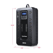 CyberPower Systems EC850LCD Ecologic UPS System, 850VA/510W, 12 NEMA 5-15R Outlets, LCD Display, ECO Mode, USB Communication, Black
